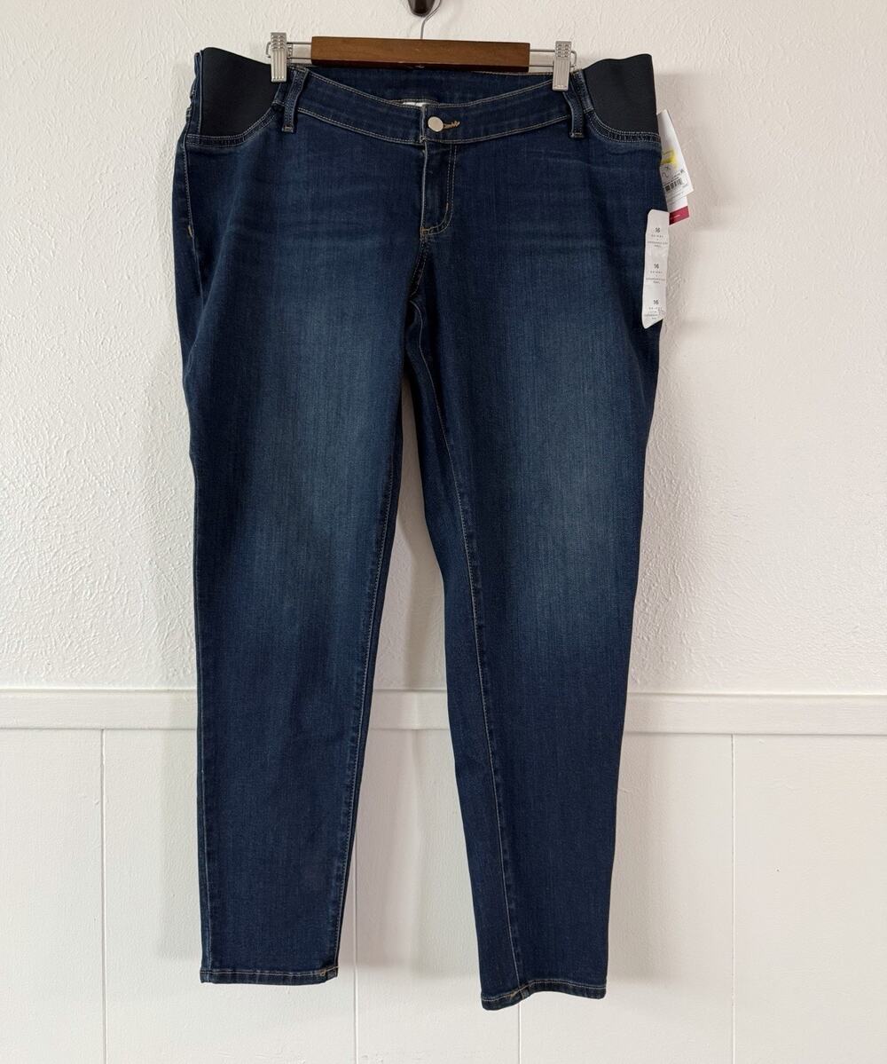 Isabel Maternity Women’s 16 Skinny Jeans Dark Wash Expandable Side Panel NWT